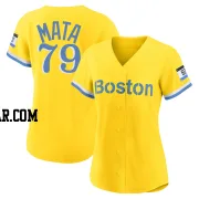 Bryan Mata Women's Boston Red Sox Gold/Light Authentic Blue 2021 City Connect Player Jersey