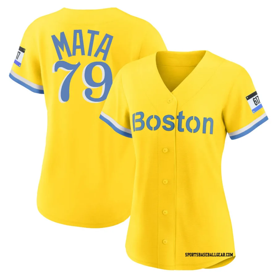 Bryan Mata Women's Boston Red Sox Gold/Light Authentic Blue 2021 City Connect Player Jersey