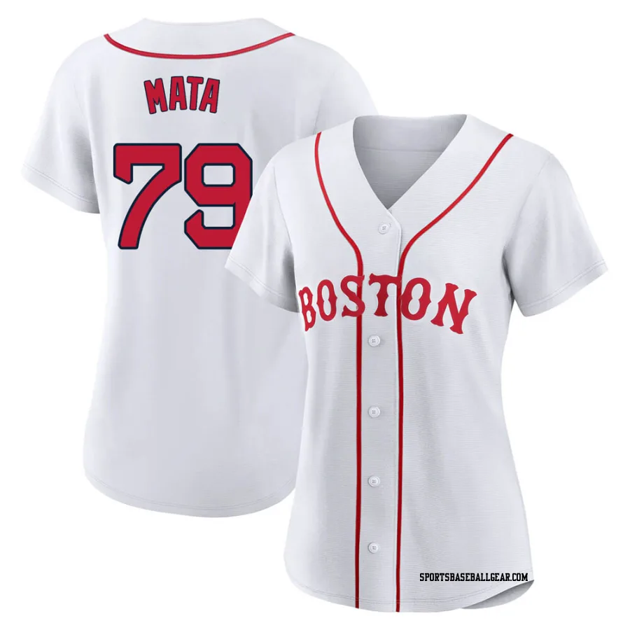 Bryan Mata Women's Boston Red Sox White Authentic 2021 Patriots' Day Jersey