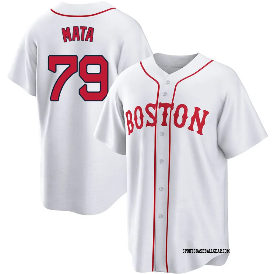 Bryan Mata Youth Boston Red Sox White Replica 2021 Patriots' Day Jersey