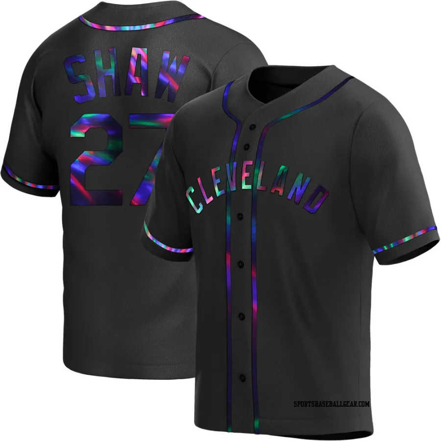 Bryan Shaw Men's Cleveland Guardians Black Holographic Replica Alternate Jersey