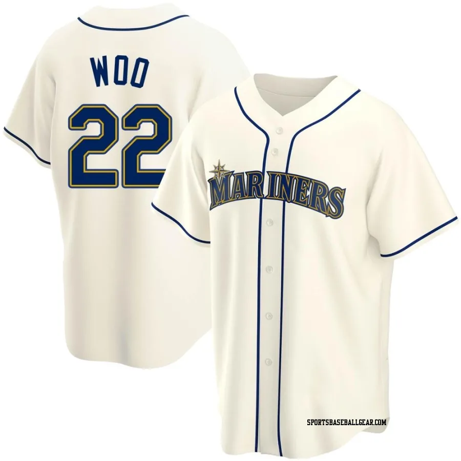 Bryan Woo Men's Seattle Mariners Cream Replica Alternate Jersey