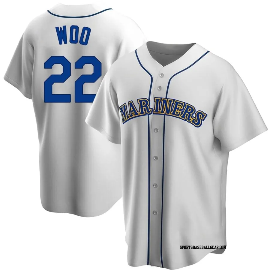 Bryan Woo Youth Seattle Mariners White Replica Home Cooperstown Collection Jersey