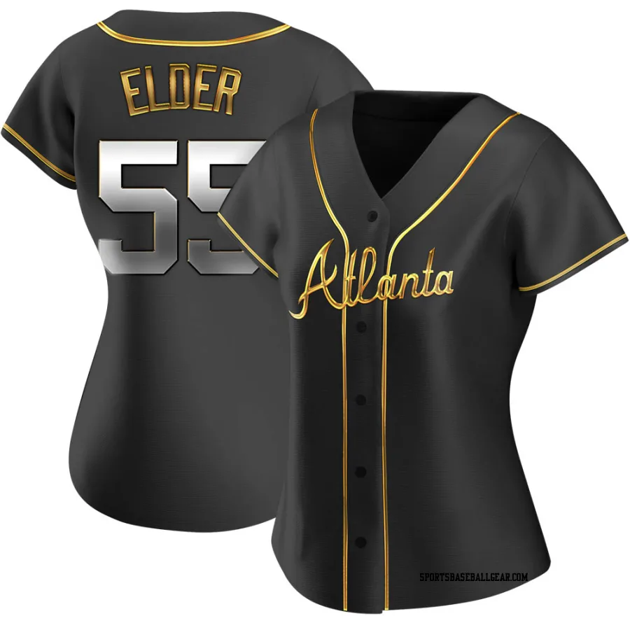 Bryce Elder Women's Atlanta Braves Black Golden Replica Alternate Jersey