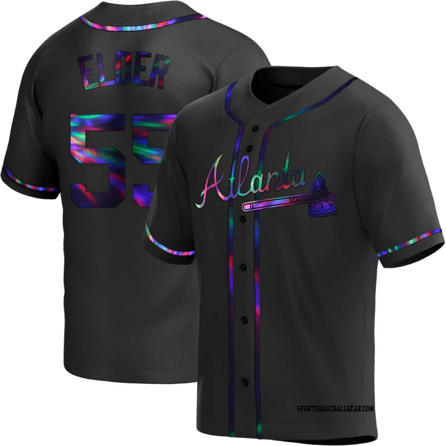 Bryce Elder Youth Atlanta Braves Black Holographic Replica Alternate Jersey