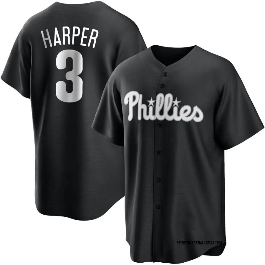 Bryce Harper Men's Philadelphia Phillies Black/White Replica Jersey