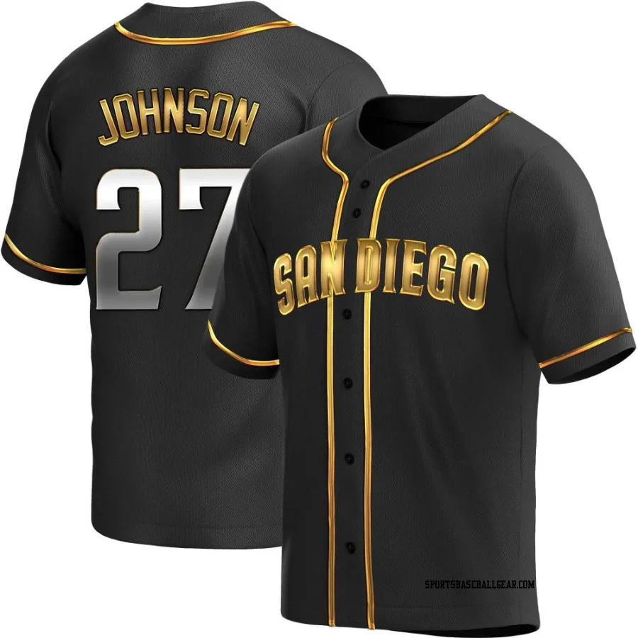 Bryce Johnson Men's San Diego Padres Black Golden Replica Alternate Jersey