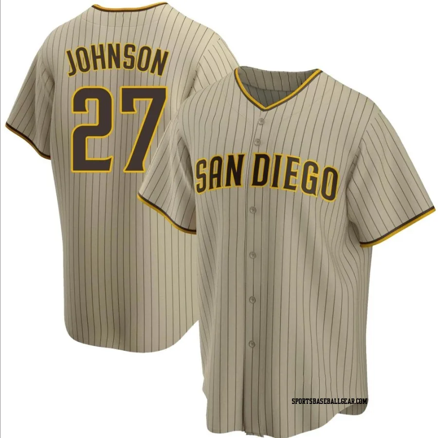 Bryce Johnson Men's San Diego Padres Sand/Brown Replica Alternate Jersey