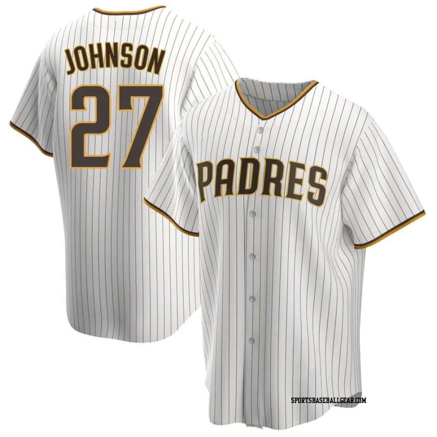 Bryce Johnson Men's San Diego Padres White/Brown Replica Home Jersey