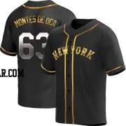 Bryce Montes de Oca Men's New York Mets Black Golden Replica Alternate Jersey