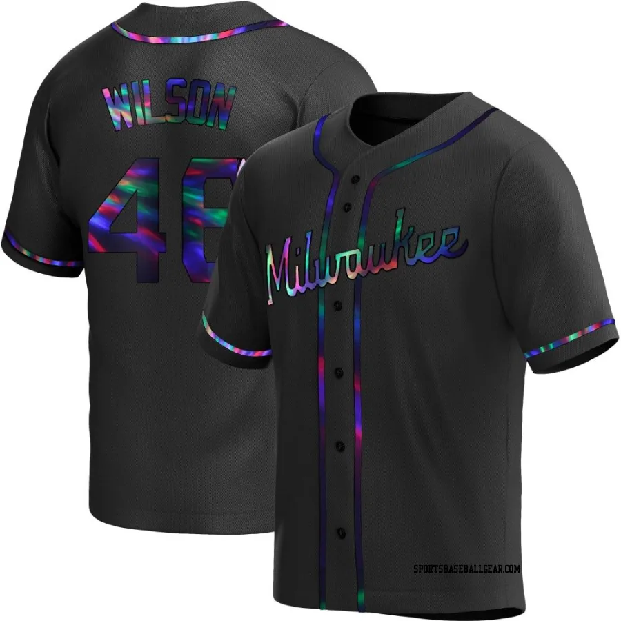 Bryse Wilson Men's Milwaukee Brewers Black Holographic Replica Alternate Jersey