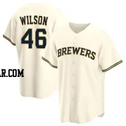 Bryse Wilson Men's Milwaukee Brewers Cream Replica Home Jersey