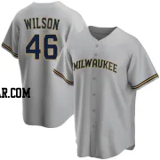 Bryse Wilson Men's Milwaukee Brewers Gray Replica Road Jersey