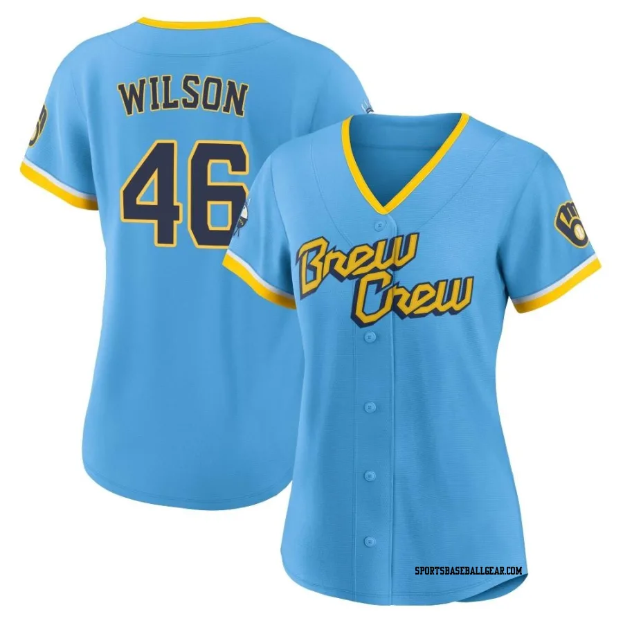 Bryse Wilson Women's Milwaukee Brewers Blue Replica Powder 2022 City Connect Jersey