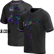 Bryse Wilson Youth Milwaukee Brewers Black Holographic Replica Alternate Jersey