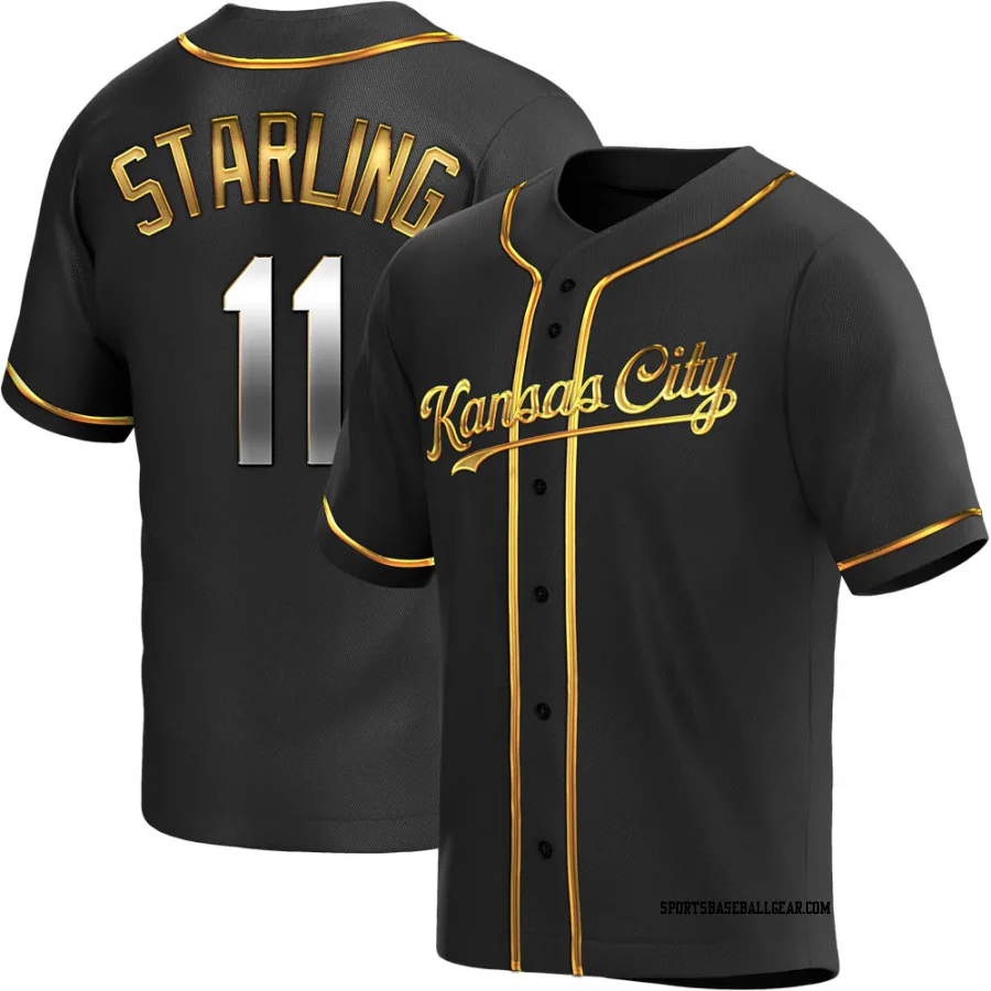 Bubba Starling Men's Kansas City Royals Black Golden Replica Alternate Jersey