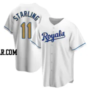 Bubba Starling Men's Kansas City Royals Gold Replica White Home Jersey