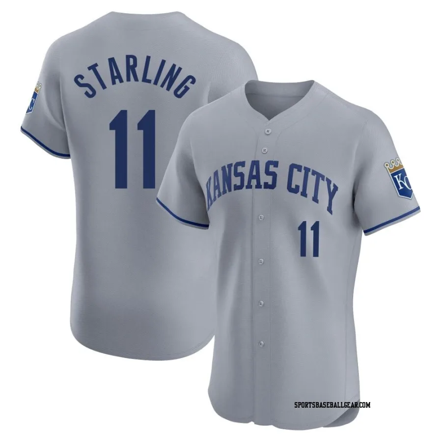 Bubba Starling Men's Kansas City Royals Gray Elite Road Jersey