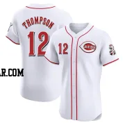 Bubba Thompson Men's Cincinnati Reds White Elite Home Patch Jersey