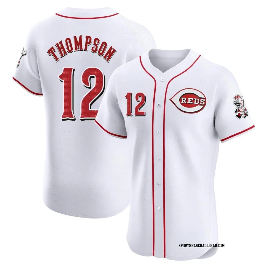 Bubba Thompson Men's Cincinnati Reds White Elite Home Patch Jersey