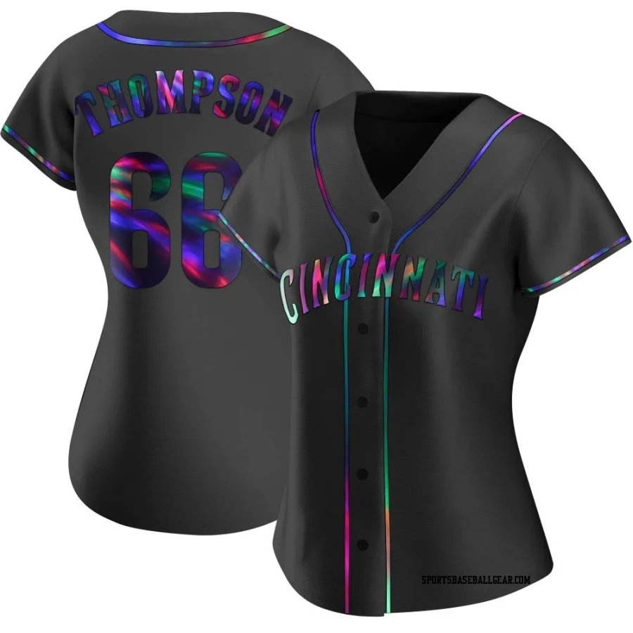 Bubba Thompson Women's Cincinnati Reds Black Holographic Replica Alternate Jersey