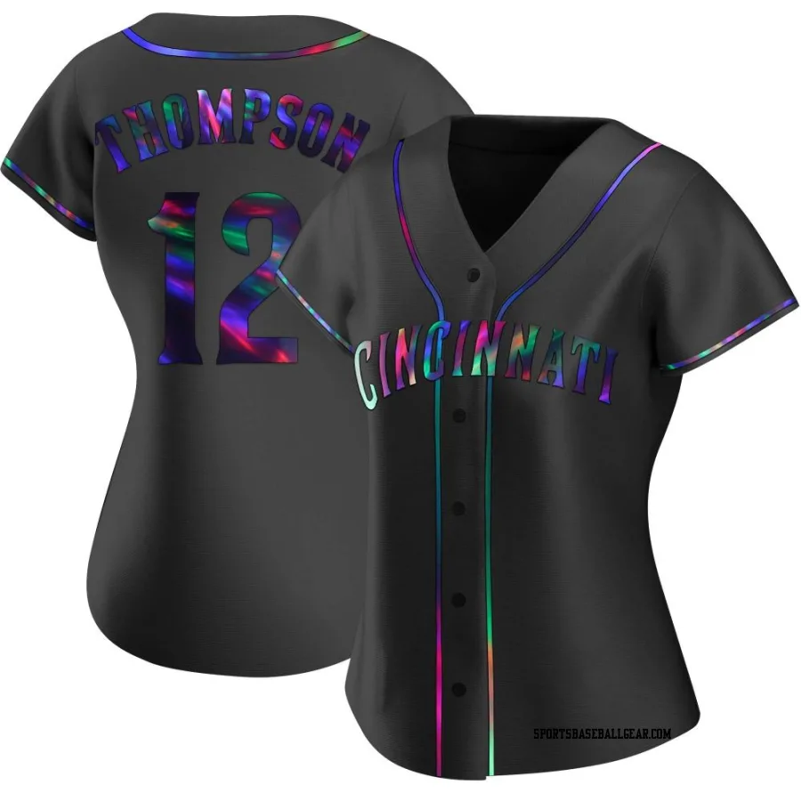 Bubba Thompson Women's Cincinnati Reds Black Holographic Replica Alternate Jersey