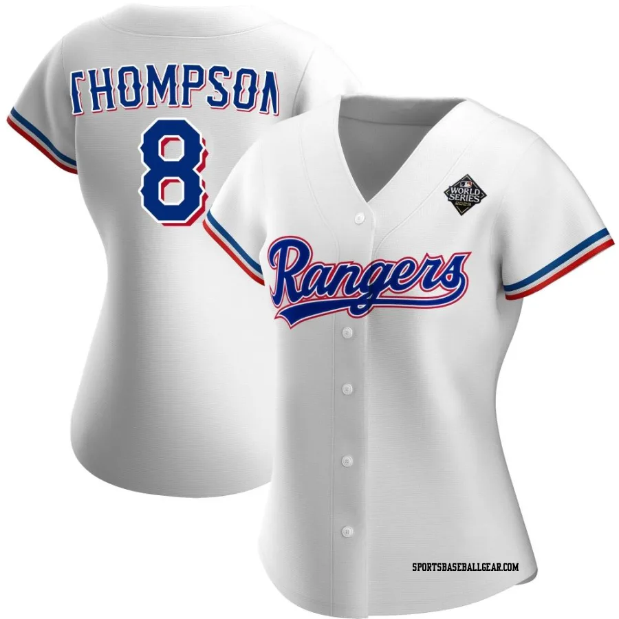 Bubba Thompson Women's Texas Rangers White Authentic Home 2023 World Series Jersey