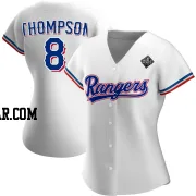 Bubba Thompson Women's Texas Rangers White Replica Home 2023 World Series Jersey