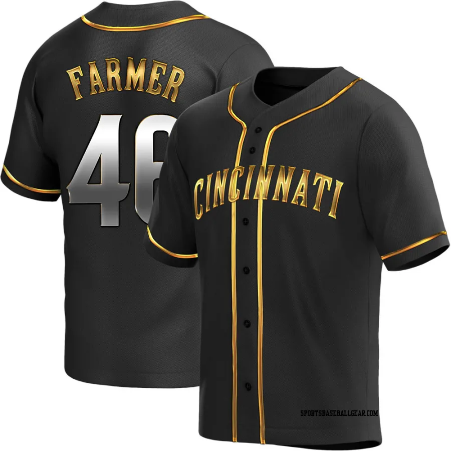 Buck Farmer Youth Cincinnati Reds Black Golden Replica Alternate Jersey