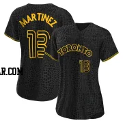 Buck Martinez Women's Toronto Blue Jays Black Authentic Snake Skin City Jersey