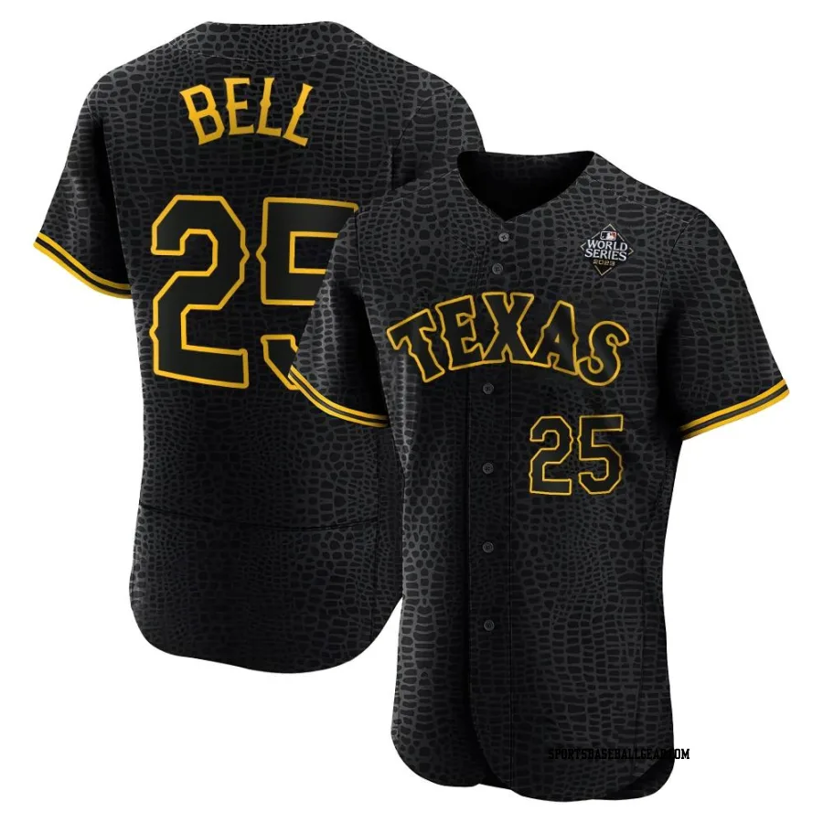 Buddy Bell Men's Texas Rangers Black Authentic Snake Skin City 2023 World Series Jersey