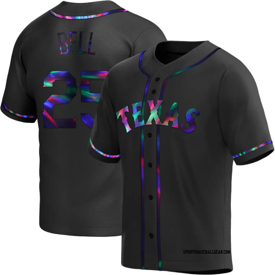 Buddy Bell Men's Texas Rangers Black Holographic Replica Alternate Jersey