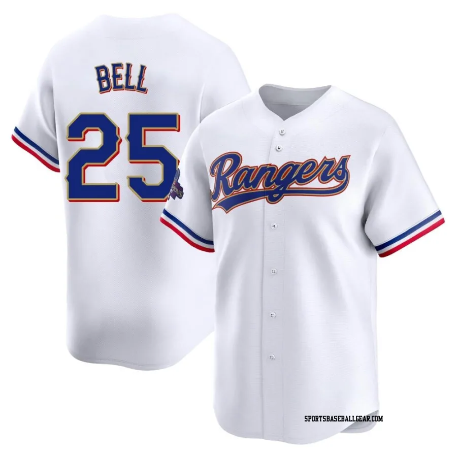 Buddy Bell Men's Texas Rangers Gold Limited White 2024 Collection Jersey