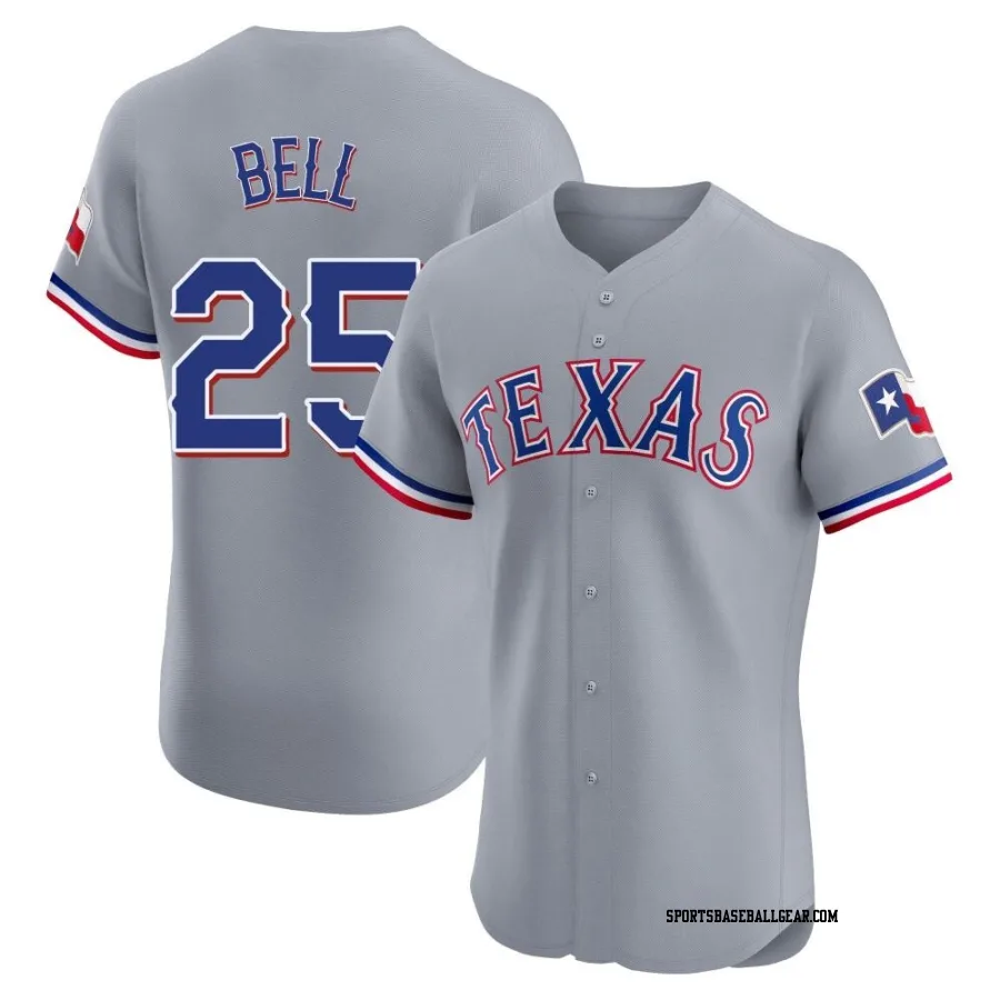 Buddy Bell Men's Texas Rangers Gray Elite Road Jersey