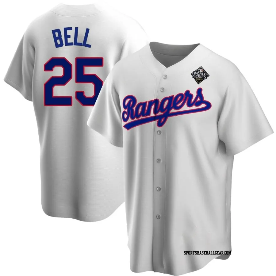 Buddy Bell Men's Texas Rangers White Replica Home Cooperstown Collection 2023 World Series Jersey