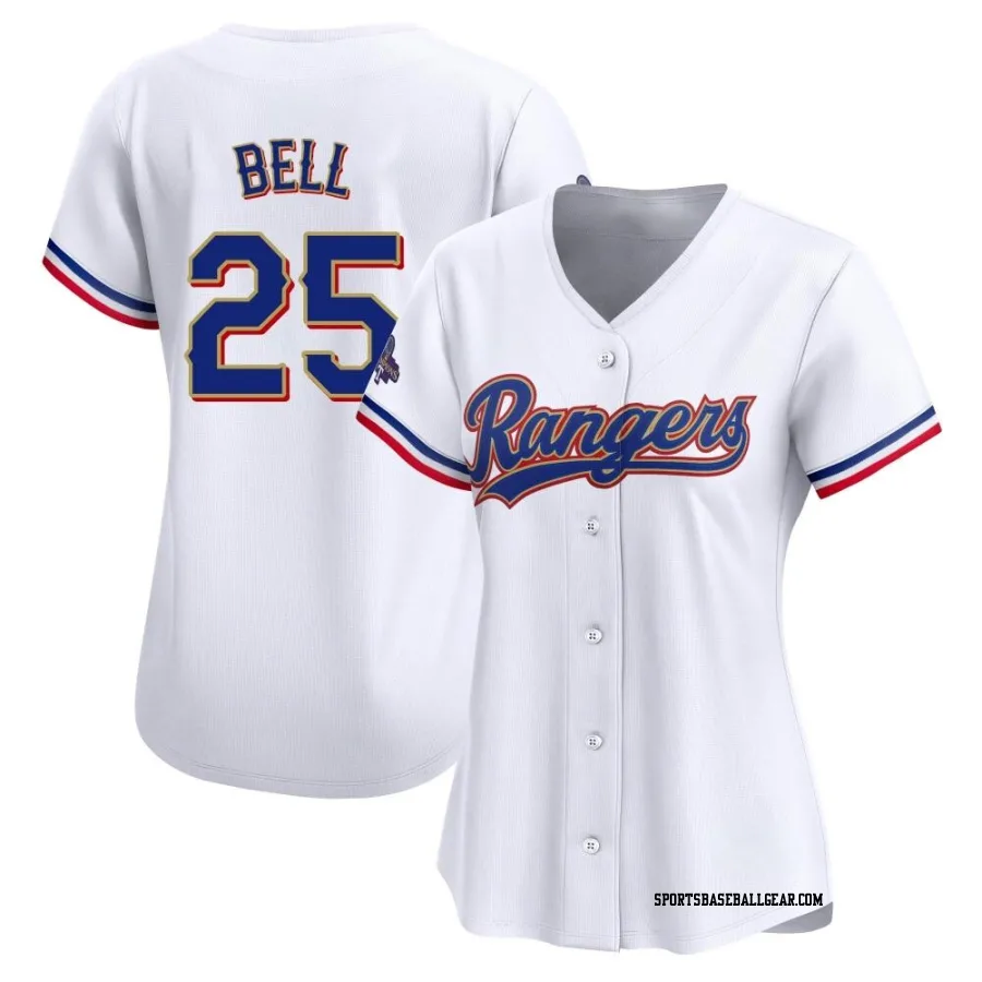 Buddy Bell Women's Texas Rangers Gold Limited White 2024 Collection Jersey