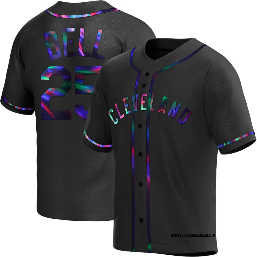 Buddy Bell Youth Cleveland Guardians Black Holographic Replica Alternate Jersey