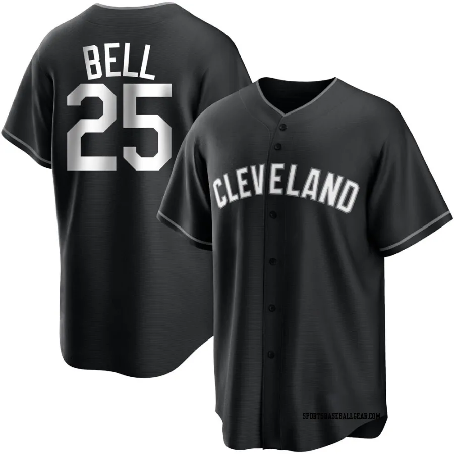 Buddy Bell Youth Cleveland Guardians Black/White Replica Jersey