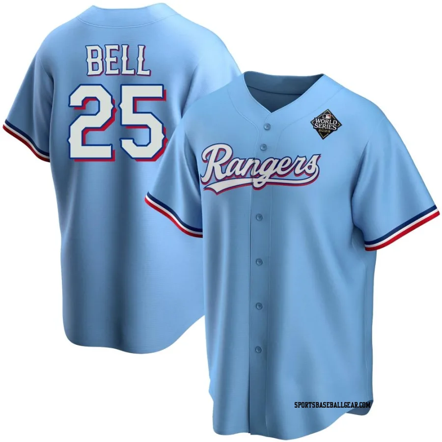 Buddy Bell Youth Texas Rangers Light Blue Replica Alternate 2023 World Series Jersey