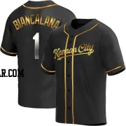 Buddy Biancalana Men's Kansas City Royals Black Golden Replica Alternate Jersey