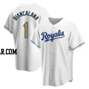 Buddy Biancalana Men's Kansas City Royals Gold Replica White Home Jersey