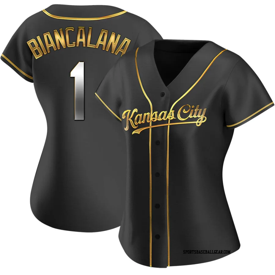 Buddy Biancalana Women's Kansas City Royals Black Golden Replica Alternate Jersey