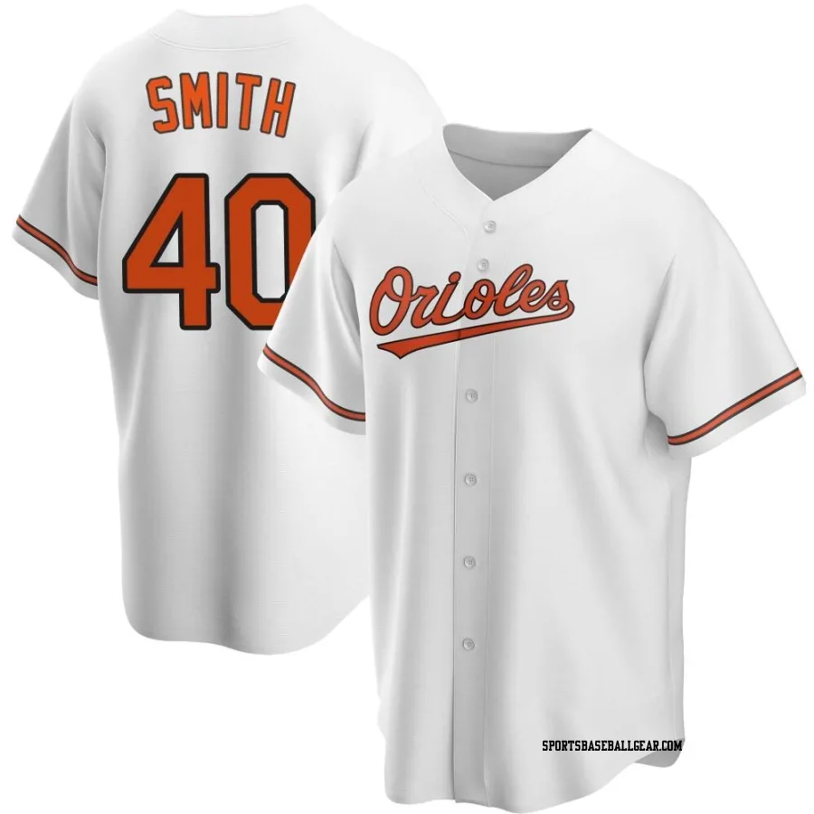 Burch Smith Men's Baltimore Orioles White Replica Home Jersey