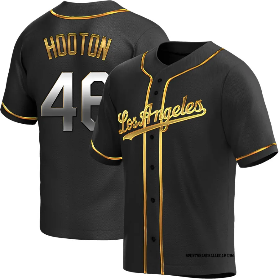 Burt Hooton Men's Los Angeles Dodgers Black Golden Replica Alternate Jersey