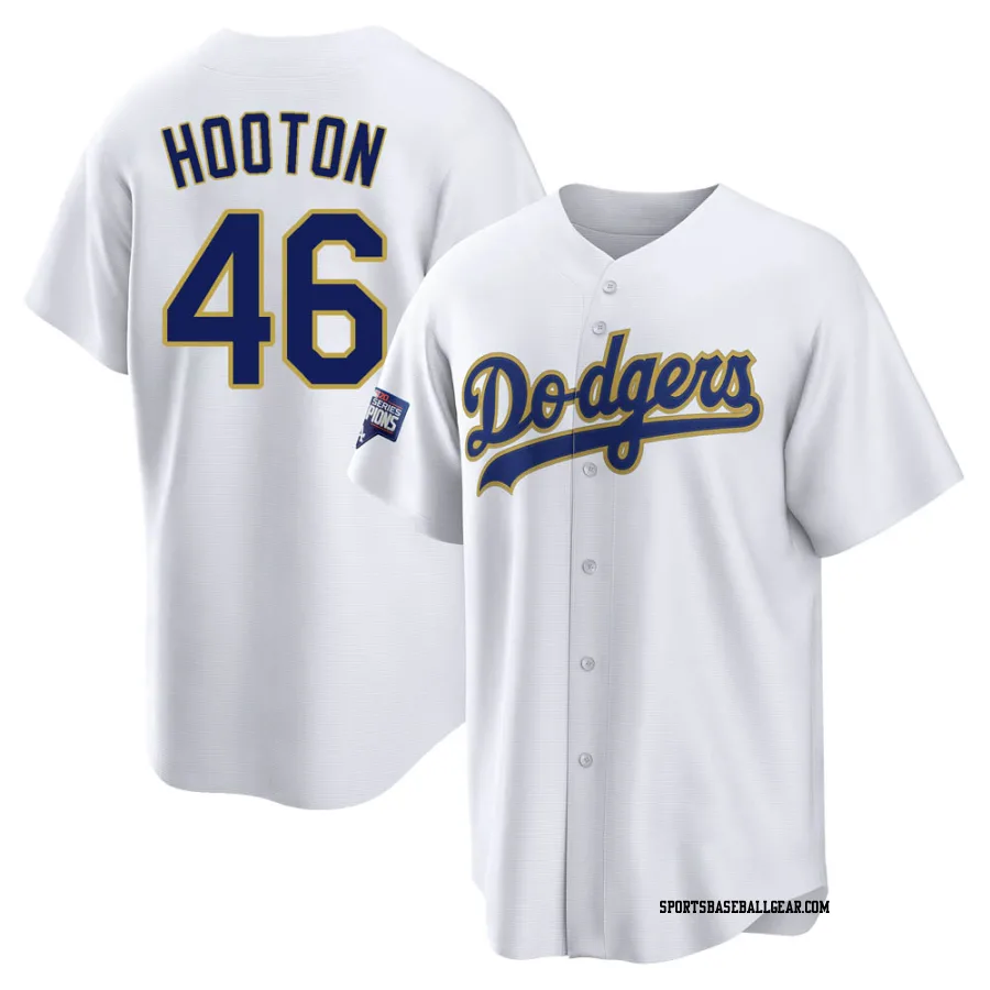 Burt Hooton Men's Los Angeles Dodgers White/Gold Replica 2021 Gold Program Player Jersey