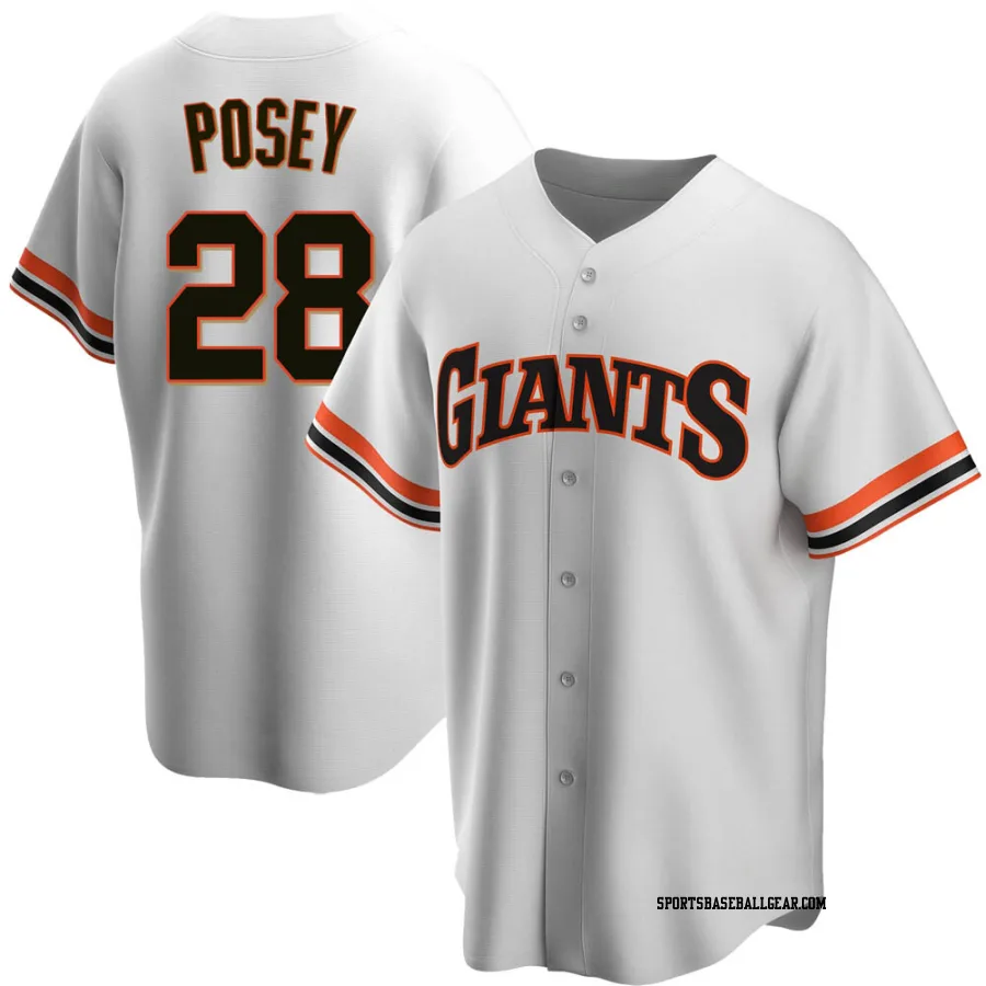 Buster Posey Men's San Francisco Giants White Replica Home Cooperstown Collection Jersey