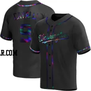 Cade Cavalli Men's Washington Nationals Black Holographic Replica Alternate Jersey