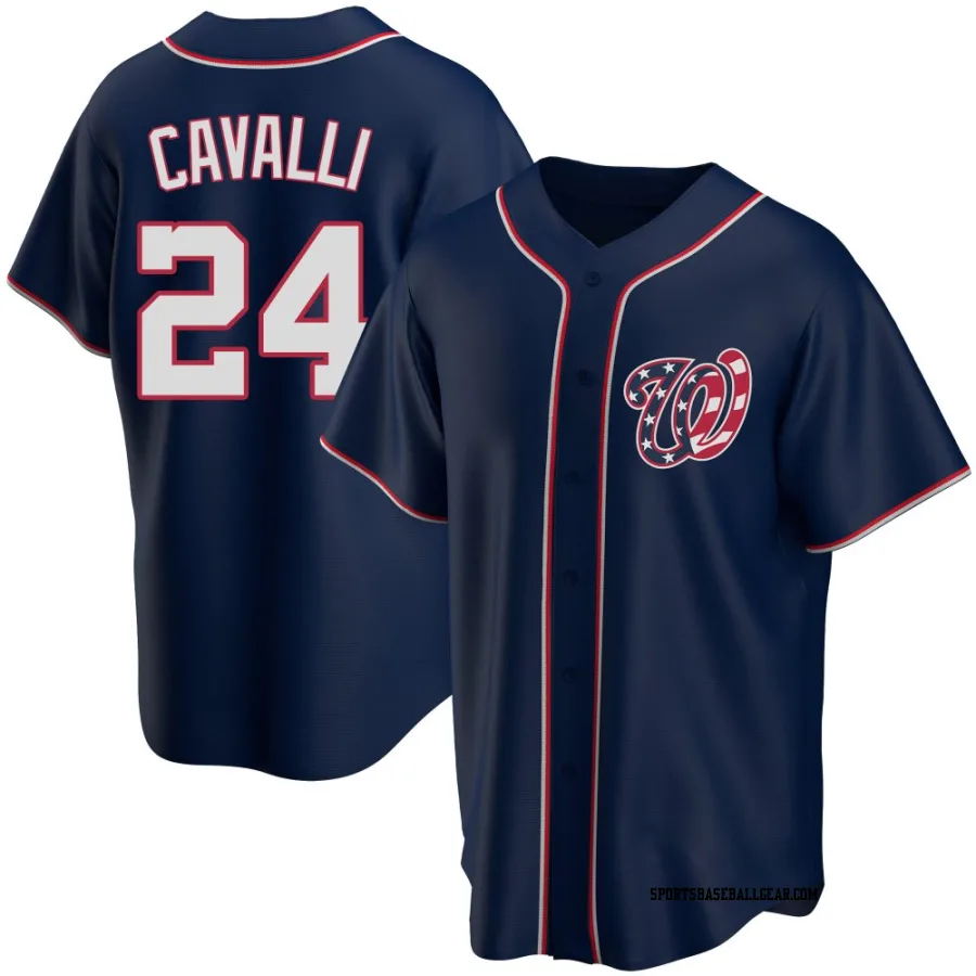 Cade Cavalli Men's Washington Nationals Navy Replica Alternate Team Jersey