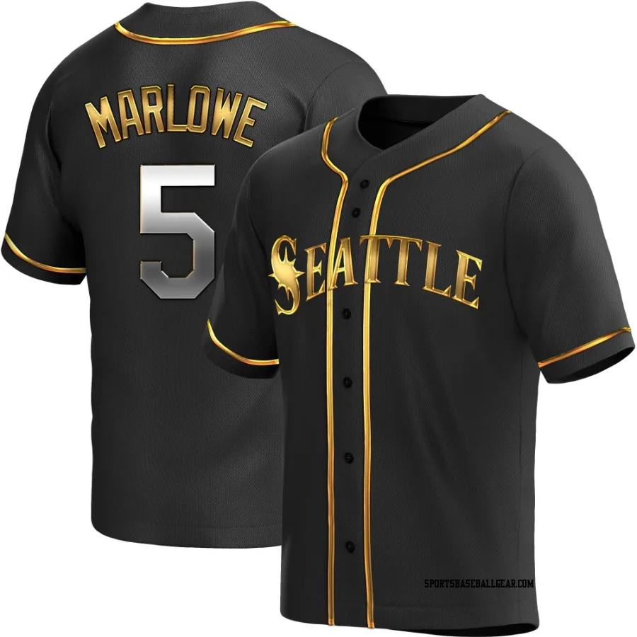 Cade Marlowe Men's Seattle Mariners Black Golden Replica Alternate Jersey