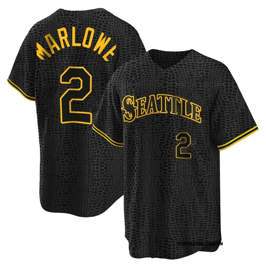 Cade Marlowe Men's Seattle Mariners Black Replica Snake Skin City Jersey